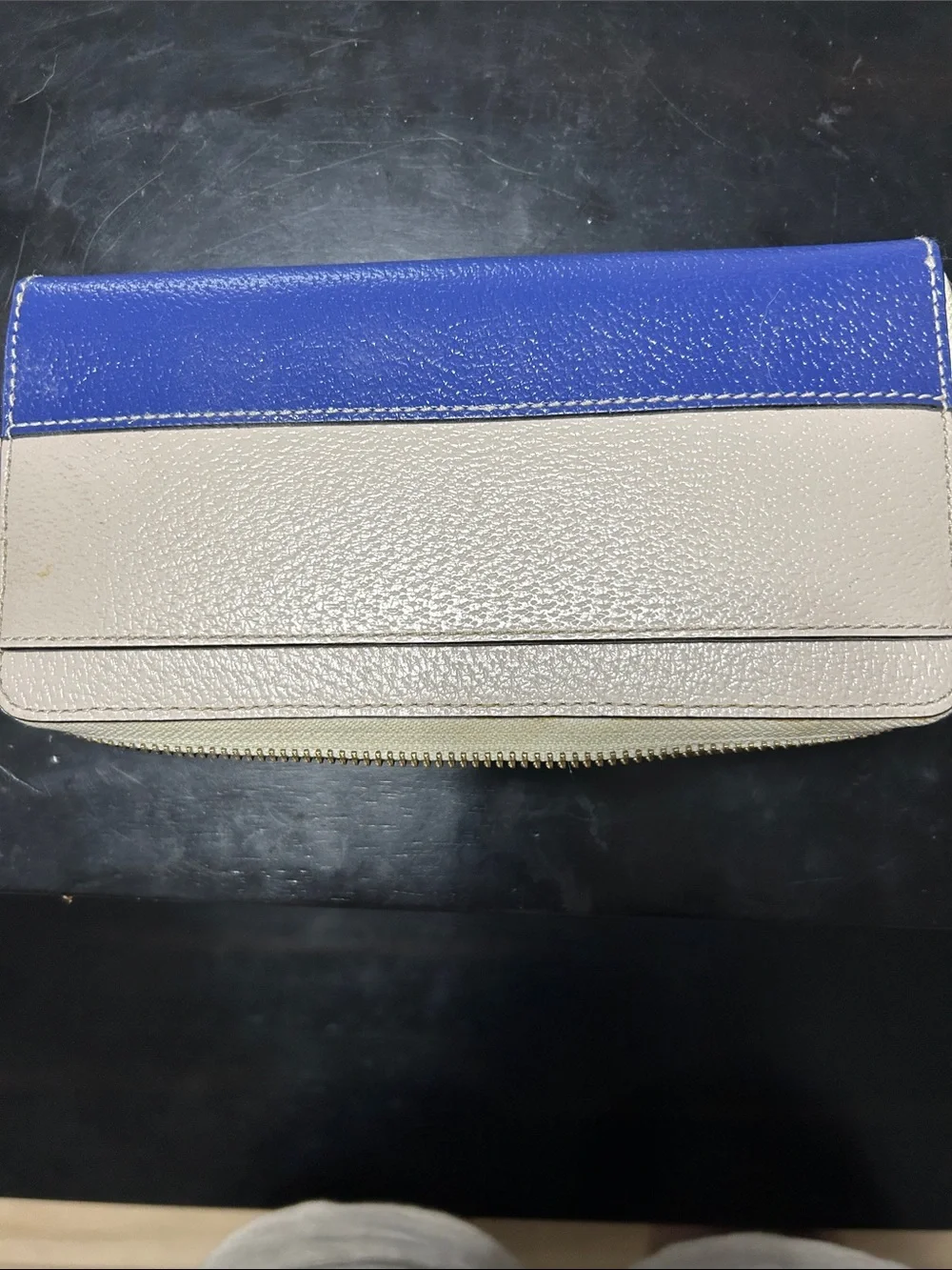 kate spade Two-Tone Royal Blue and Cream Zip-Around Wallet